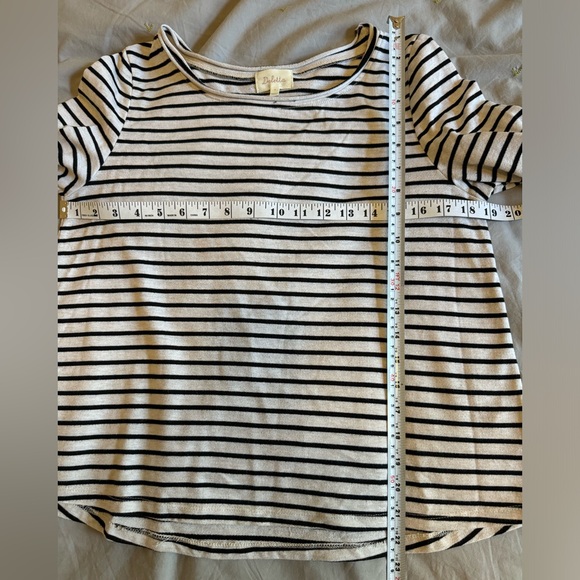 Anthropologie brand Deletta off-white & black stripe top with 3/4 sleeves. M. - Picture 6 of 6